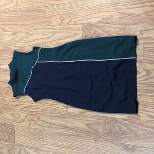 Alexia Admor green and blue colorblock bodycon dress with white stripe, medium